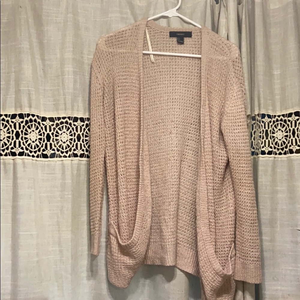 Dusty rose pink open front cardigan size small